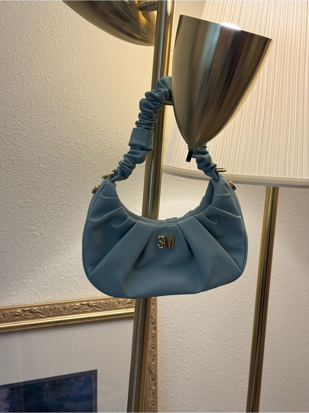 Steve Madden Light Blue Ruched Shoulder Bag